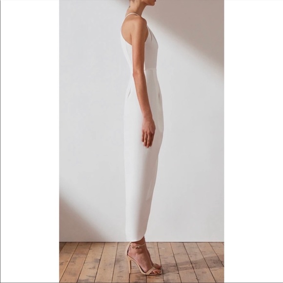 NEW Shona Joy Core high neck draped halter tulip gown dress - IVORY 10 - Picture 4 of 13